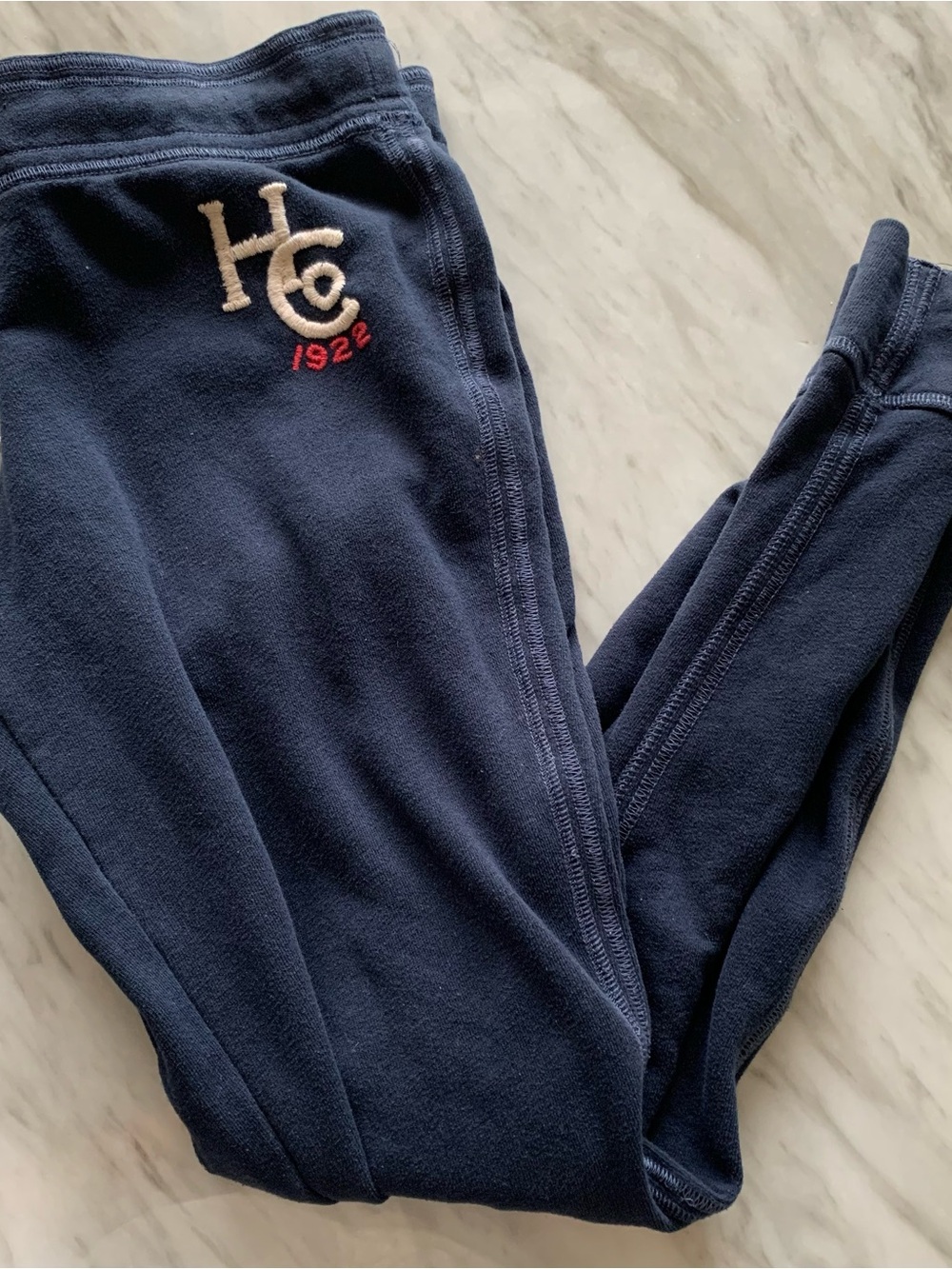 Hollister Navy Kids Fleece Joggers with Embroidered Logo
